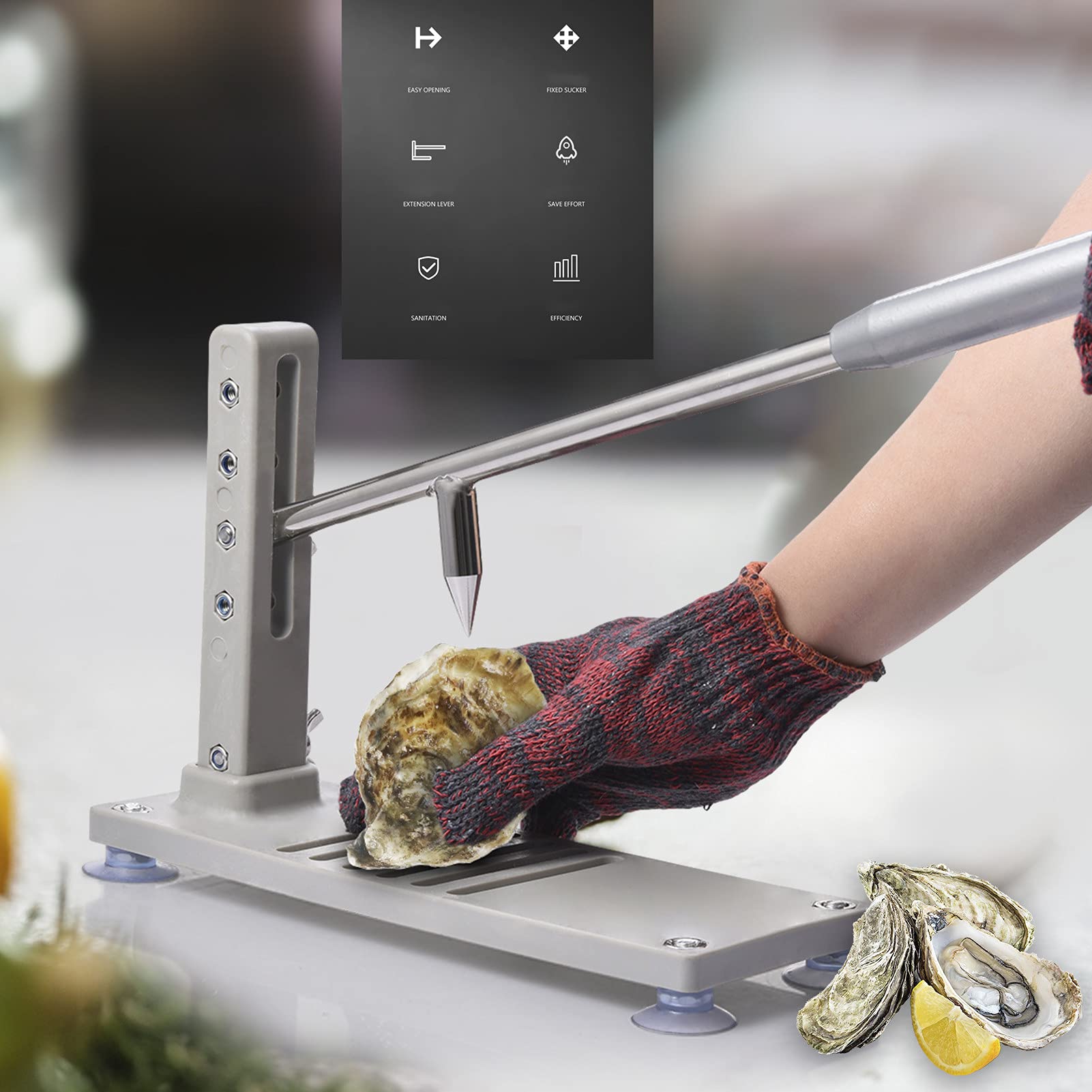 Premium Stainless Steel Oyster Shucker - Heavy Duty Adjustable Oyster Clam Opener Tool with Ergonomic Handle for Restaurants, Seafood Lovers & Home Use - Perfect for Buffets, Dinner Parties & Gifts (Alloy Steel)
