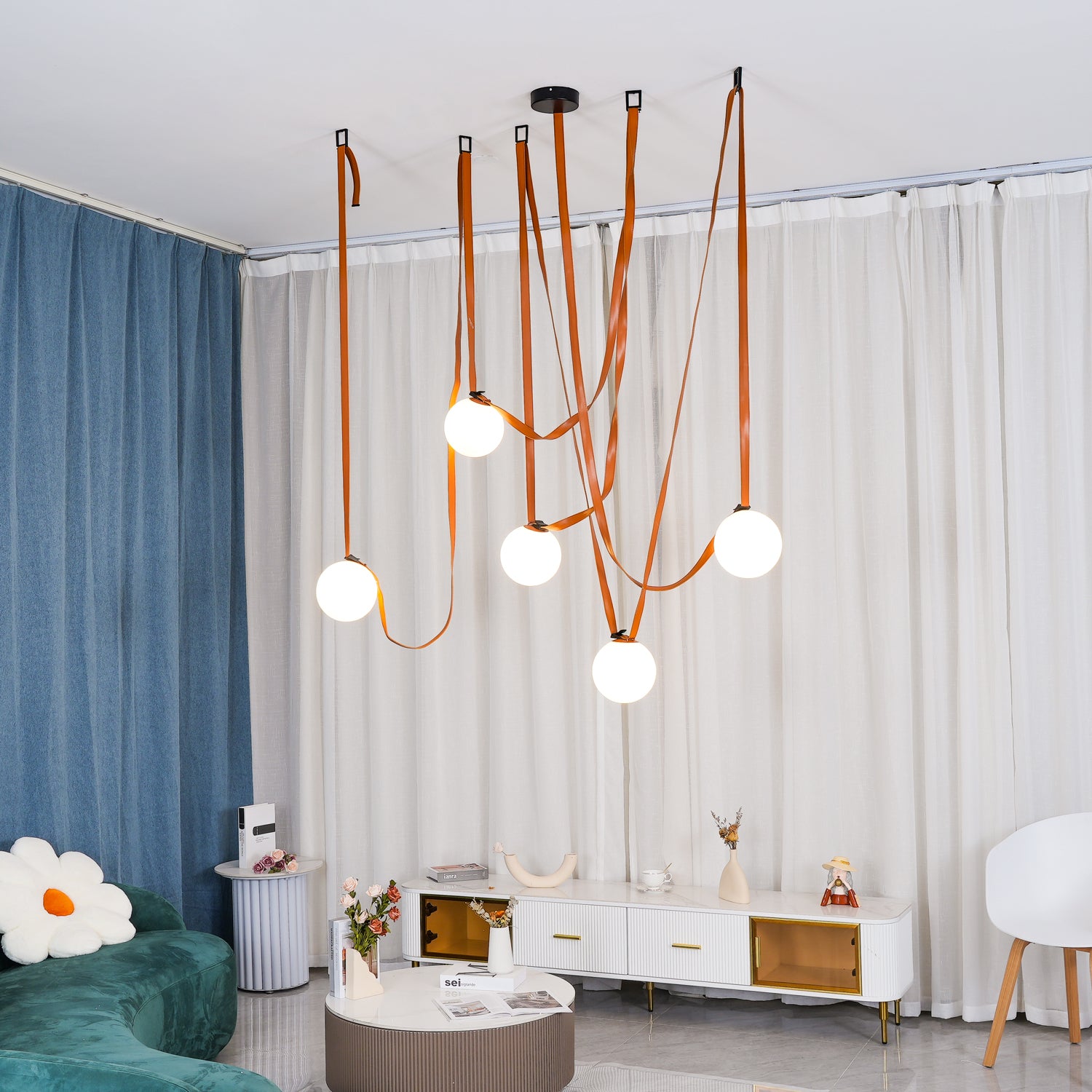 Stylish Multiple Belt Art Pendant Light - Modern Industrial Ceiling Lighting Fixture for Dining Room, Kitchen Island & Living Room Decor