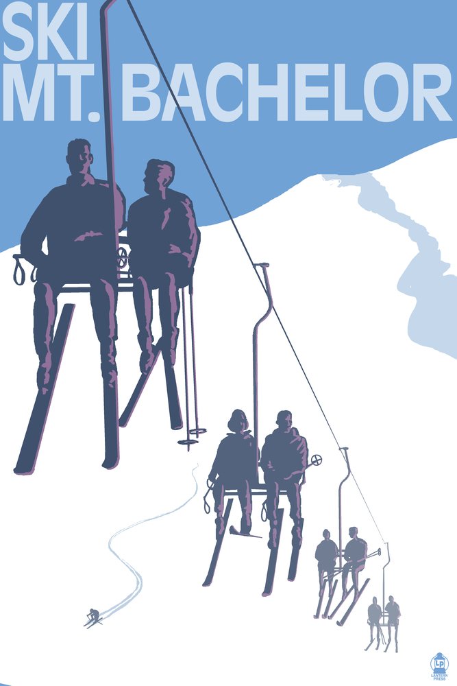 Mt. Bachelor Oregon Ski Resort Wall Art - 9x12 Travel Poster with Ski Lifts for Home & Office Decor | Perfect for Ski Enthusiasts & Mountain Lovers