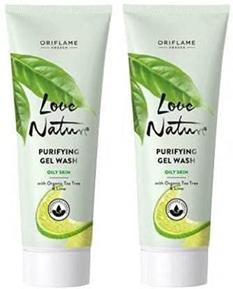 Oriflame Sweden Love Nature Purifying Gel Face Wash with Organic Tea Tree & Lime (250ml, Pack of 2) - Gentle Cleanser for Oily & Acne-Prone Skin - Perfect for Daily Skincare Routine & Travel