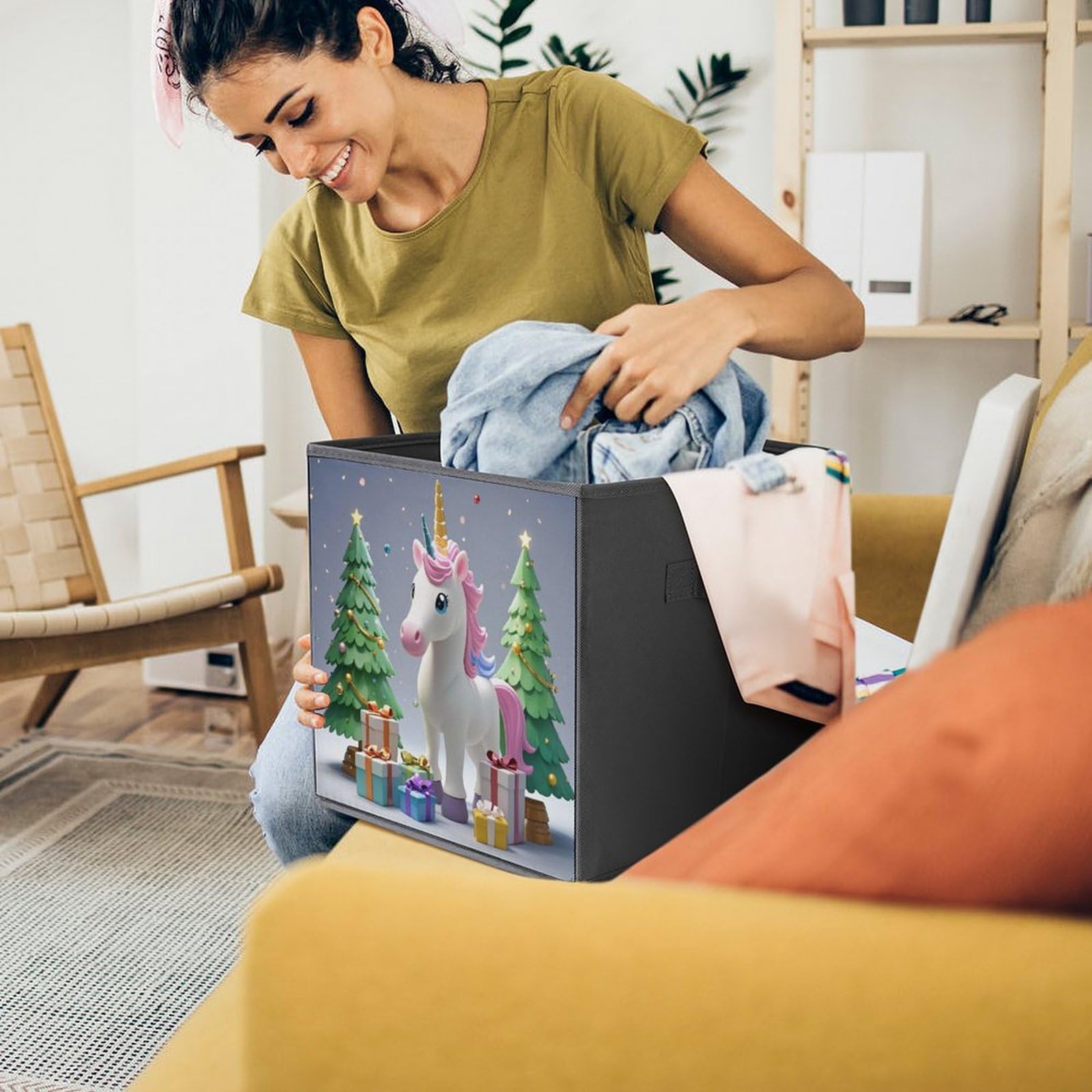Foldable Storage Bins with Handles - Large Capacity Printed Jewelry Storage Boxes for Home, Office & Playroom Organization | Perfect for Closet, Shelf & Underbed Storage