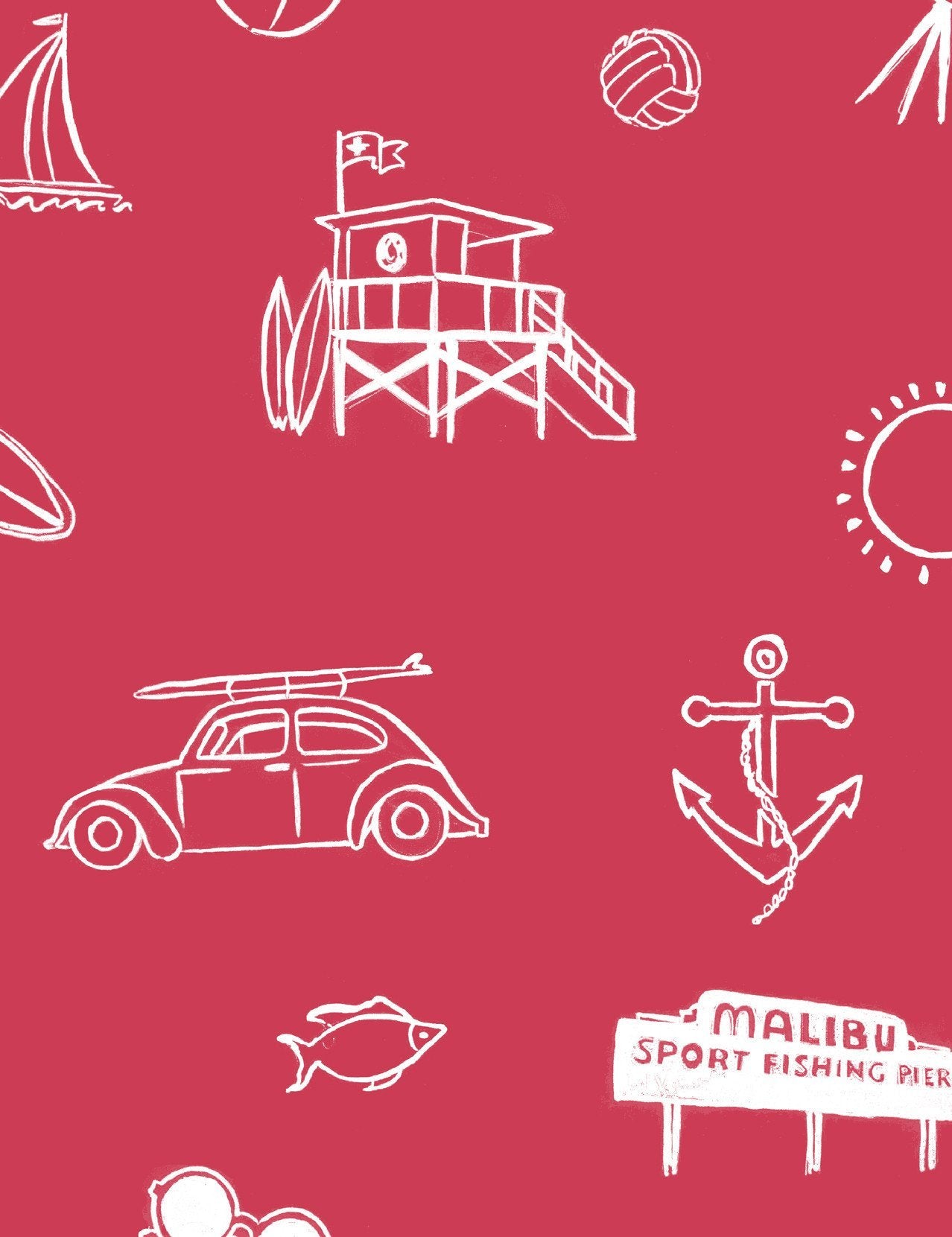 Nathan Turner 'Malibu' Wallpaper - Red Hot Tropical Design for Coastal & Bohemian Home Decor
