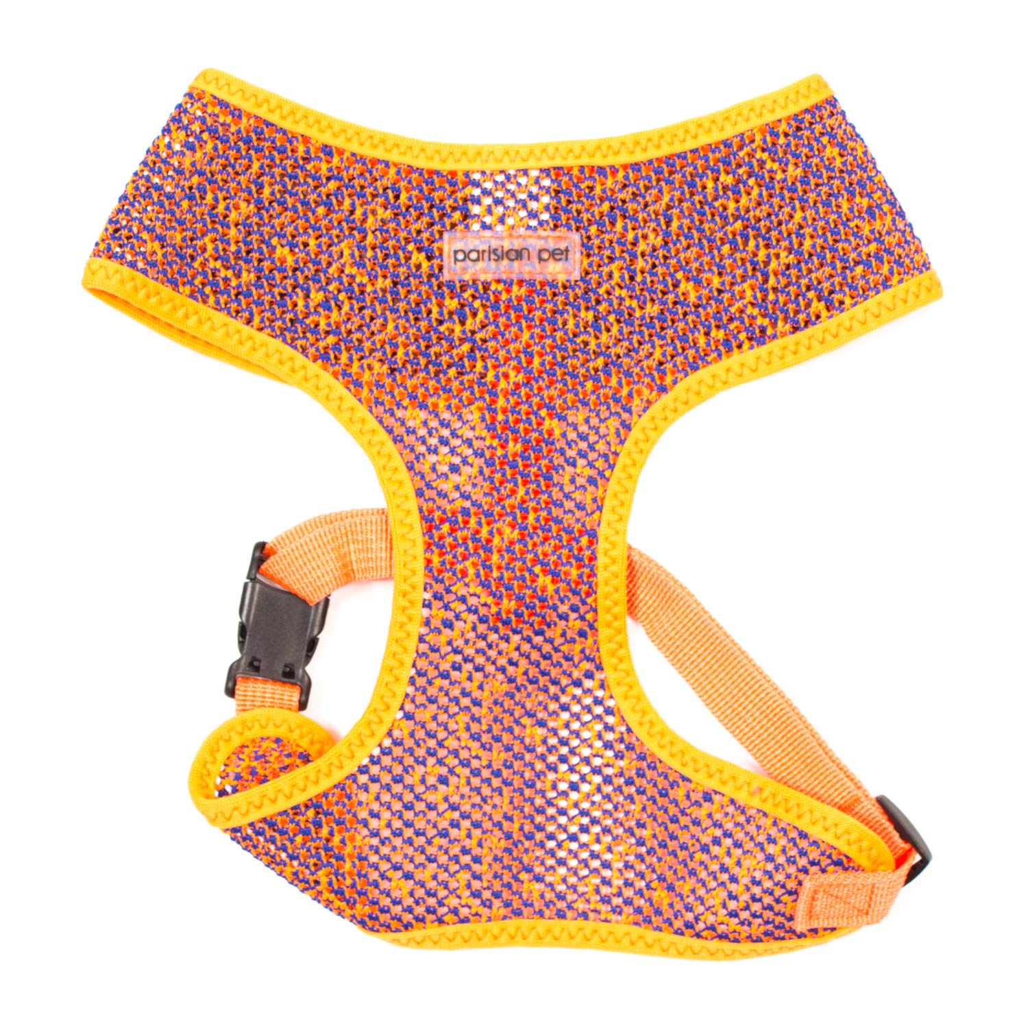 Parisian Pet Dog Harness - Soft Padded Adjustable No-Pull Harness for Medium Dogs | Breathable Cooling Design in Orange/Blue | Perfect for Walking, Running & Hiking | Durable Comfort for Active Pets