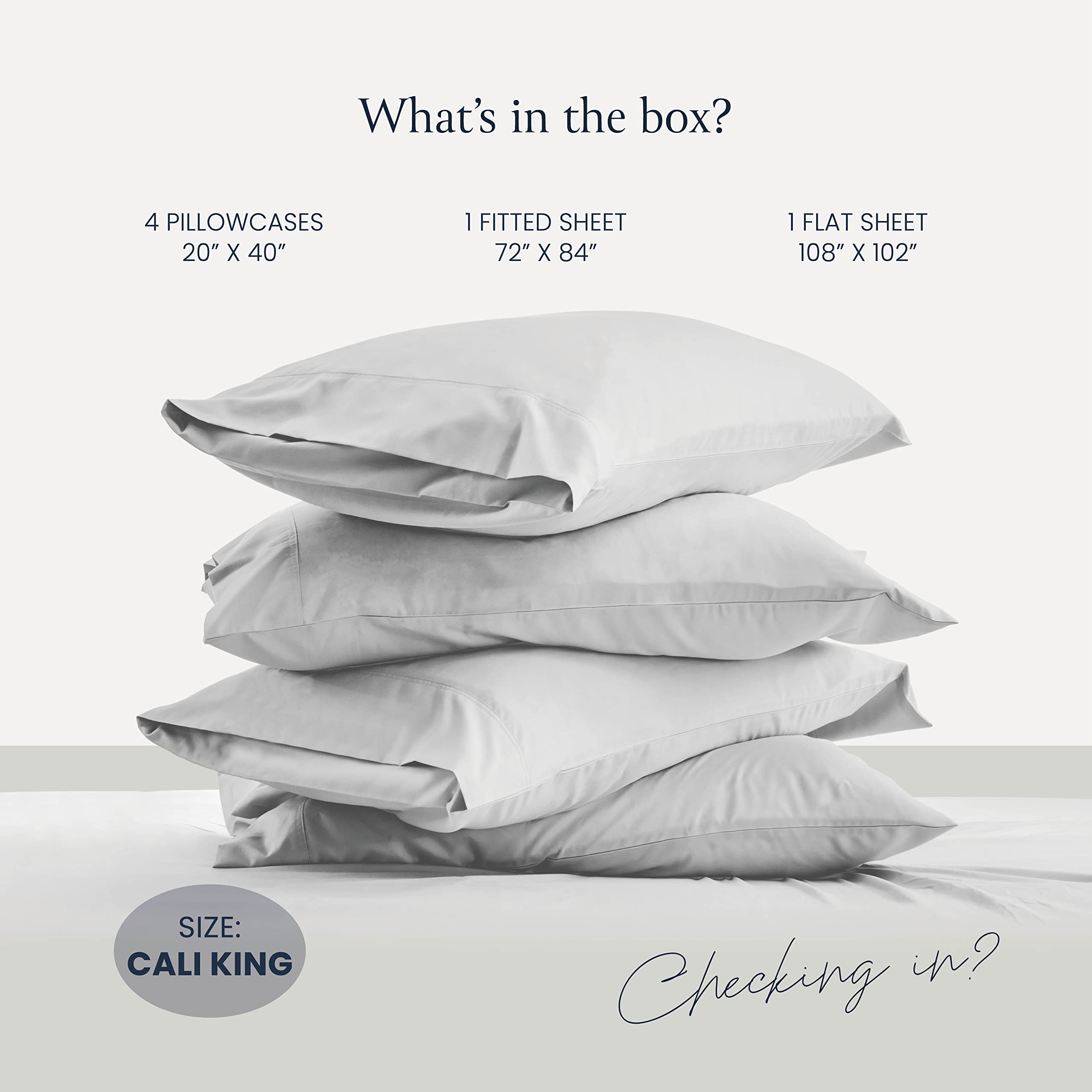 Luxury 6-Piece California King Sheet Set - Silky Soft 100% Cotton Bed Sheets with Deep Pocket & Elastic, Breathable Wrinkle-Free Hotel Quality Bedding for Comfortable Sleep - Perfect for Master Bedroom, Guest Room & Airbnb