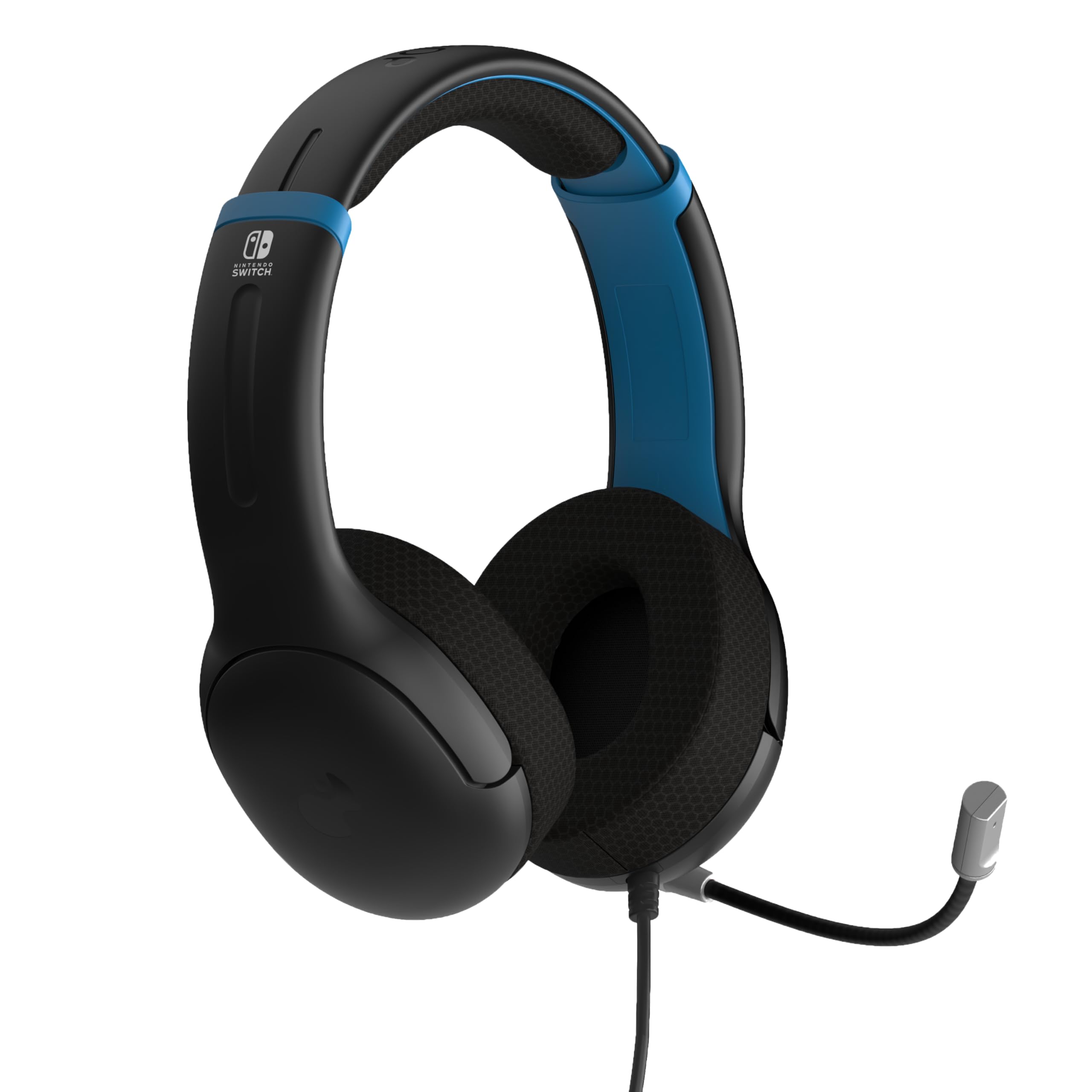 PDP Gaming AIRLITE Stereo Gaming Headset with Noise Cancelling Mic for Nintendo Switch/Lite/OLED - Lightweight Wired Headphones with Soft Ear Cushions (Moonlight Black/Blue) - Perfect for Gaming, Streaming & Online Classes