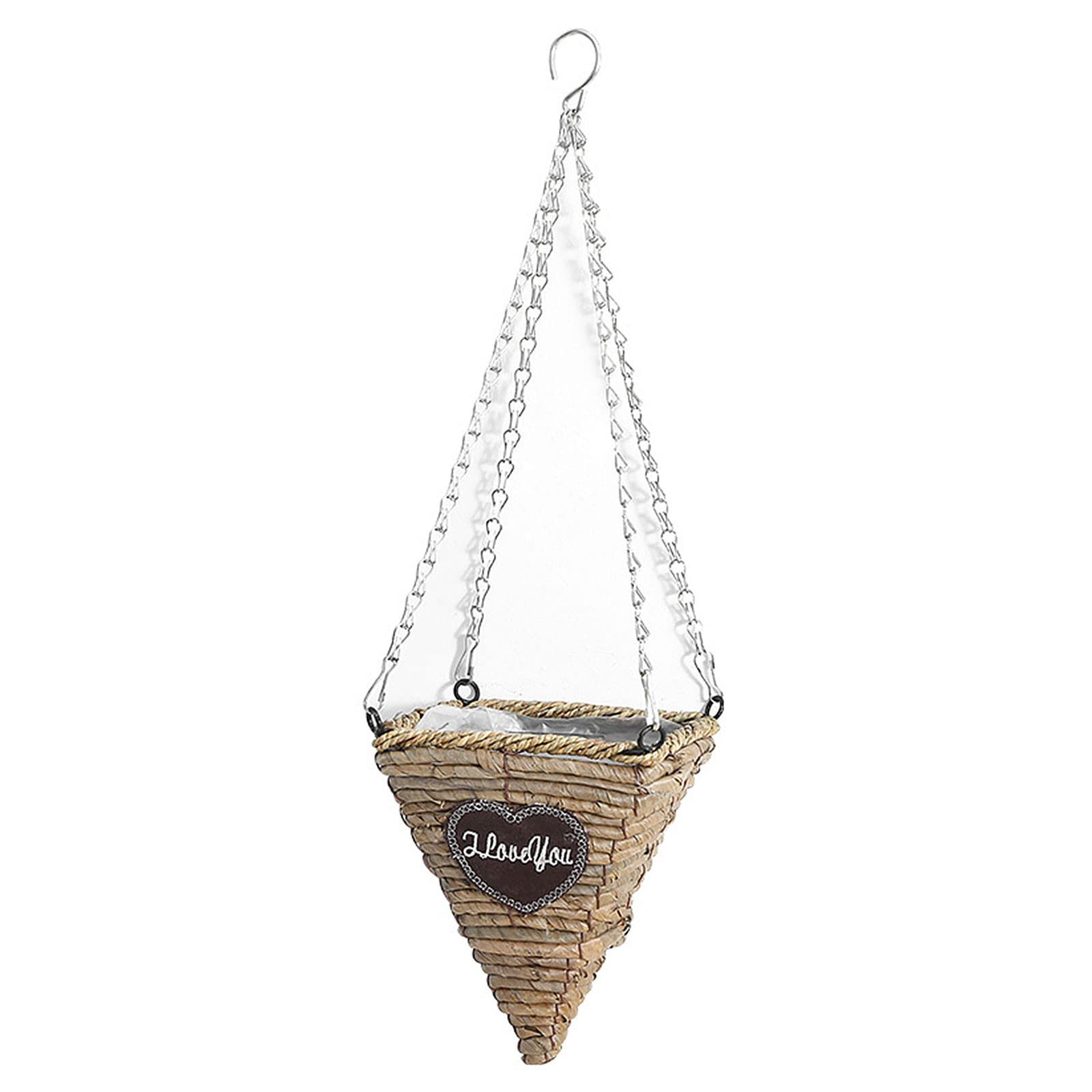 MSUIINT 2-Pack Handwoven Rattan Hanging Planters - 5.9 Inch Tapered Cone Wall Baskets with Plastic Liners for Indoor/Outdoor Plants | Rustic Boho Home Decor for Living Room, Garden, Wedding & Wall Decoration