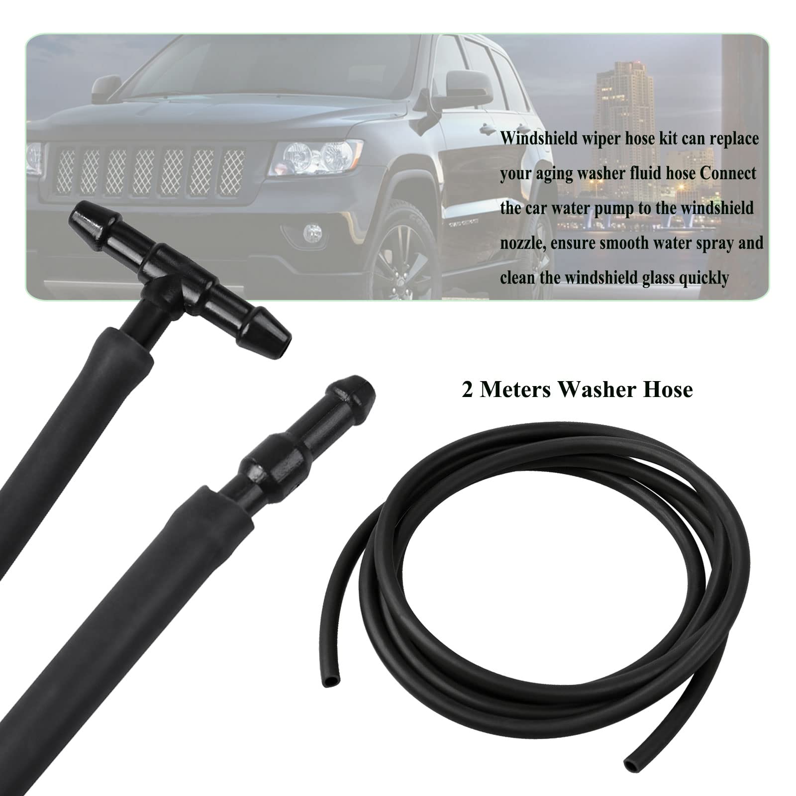 **Chrysler Dodge Ram Windshield Washer Nozzles Kit - Replacement Spray Nozzle with 79-Inch Hose & Connectors - Perfect for Winter Driving & Off-Road Adventures**
