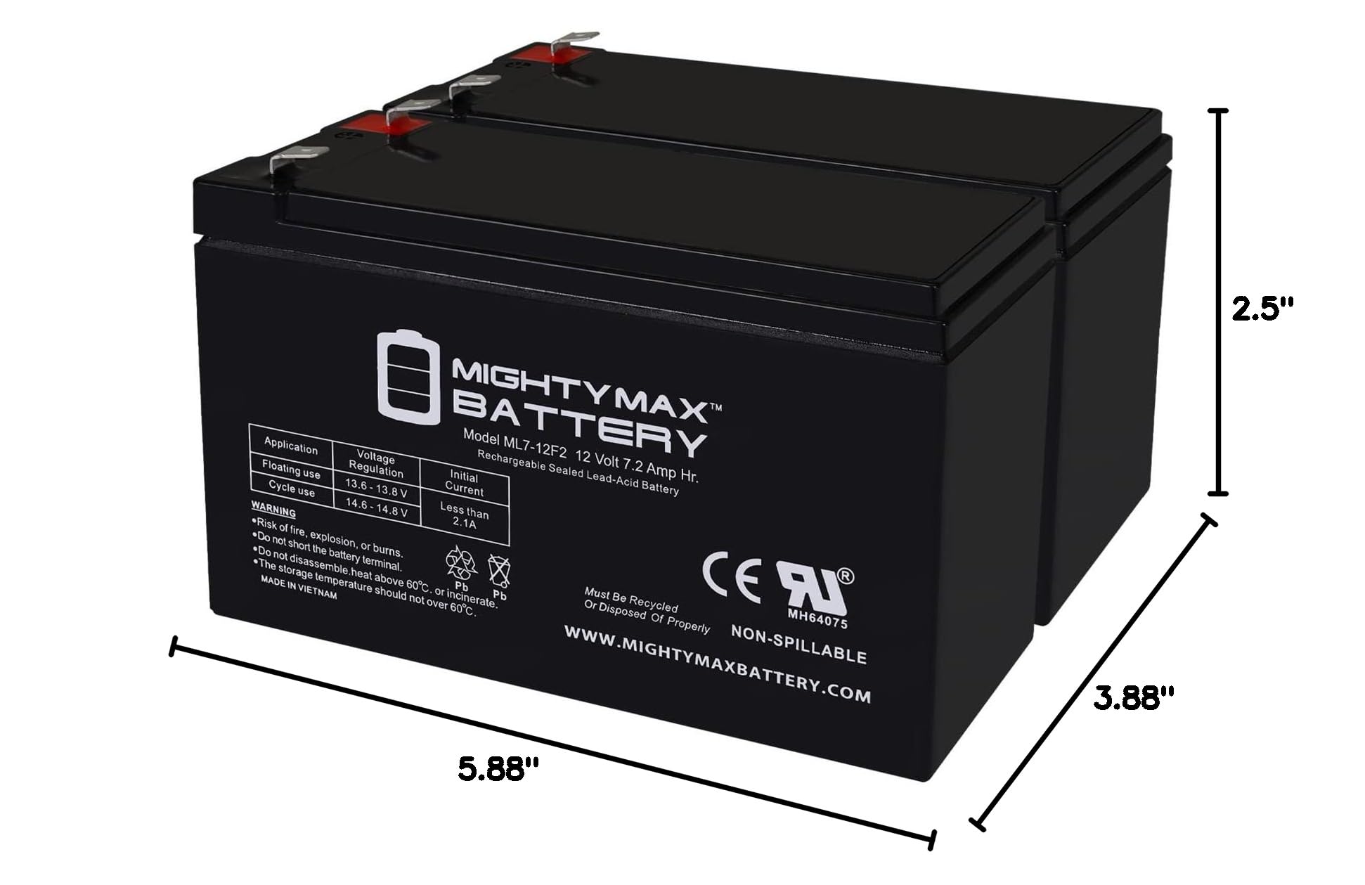 Mighty Max 12V 7Ah F2 Replacement Battery for TRX Personal Transporter 36V - Compatible with Electric Scooters, Hoverboards & Mobility Scooters - Long Lasting Power for Outdoor Commuting & Recreation