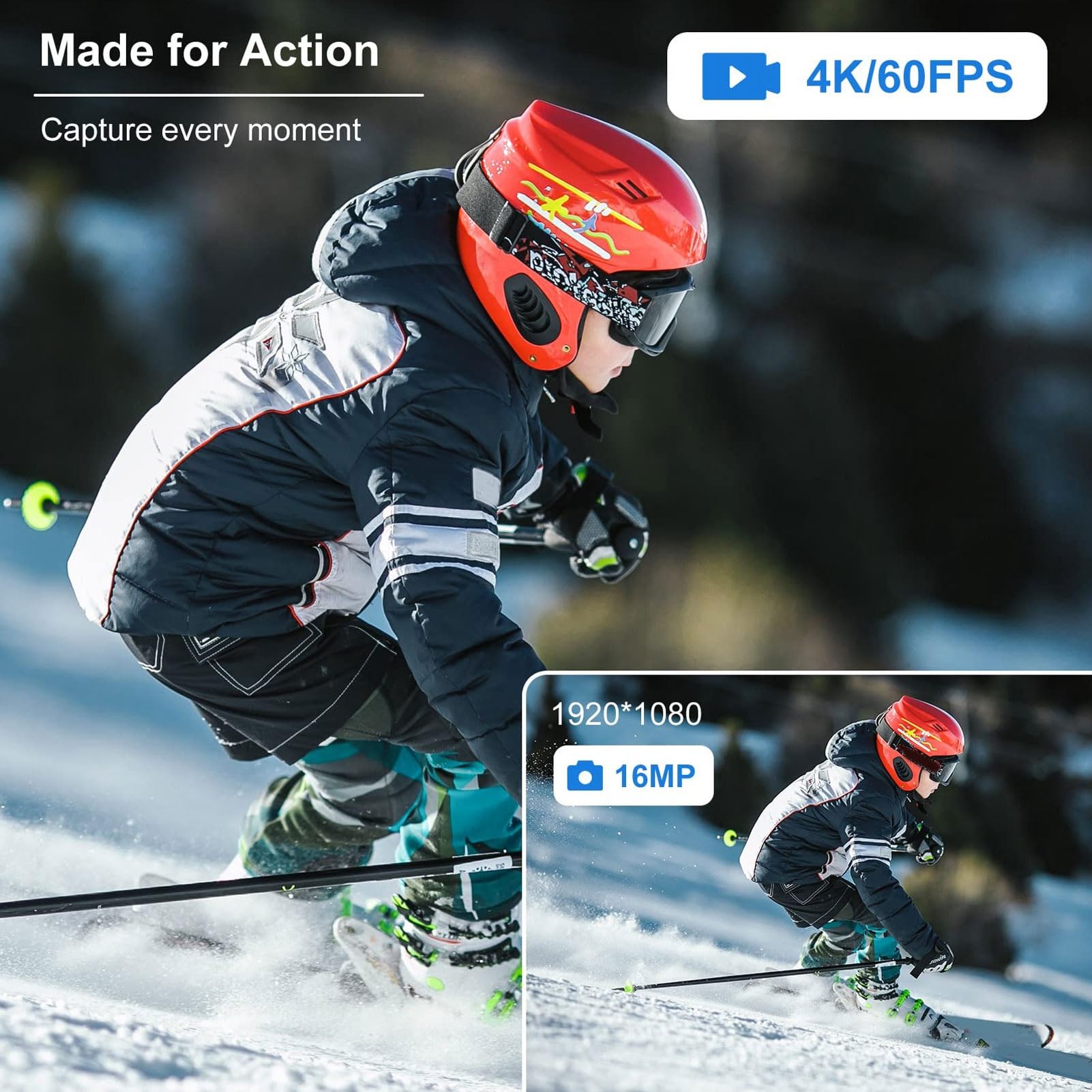 CHICIRIS 4K WiFi Action Camera - Waterproof Underwater Sports Camera for Diving, Surfing, Skiing & Outdoor Adventures | HD Video Recording & Wireless Connectivity