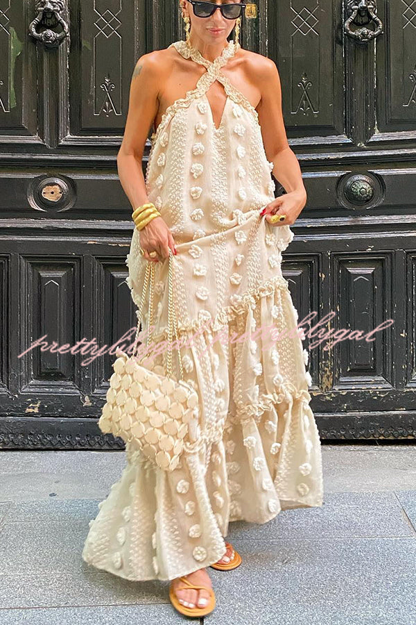 Sweet By The Sea Floral Halter Maxi Dress - Boho Beach Wedding, Summer Vacation & Tropical Party Outfit