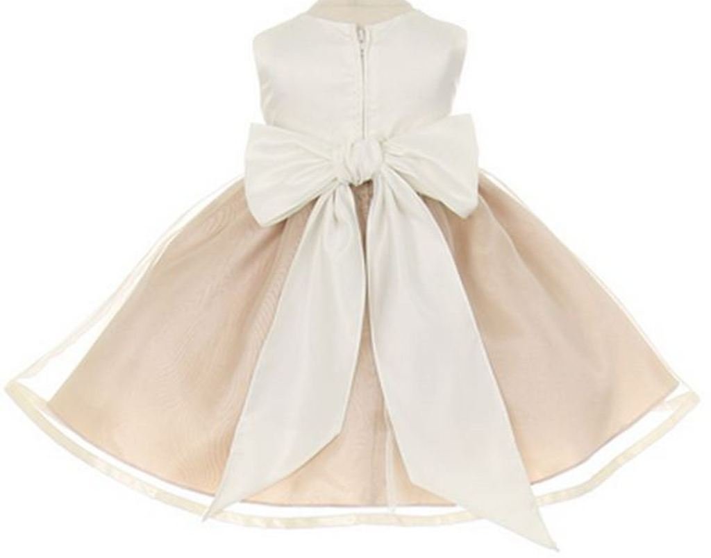 AkiDress Elegant Satin & Organza Bow Accent Dress for Baby Girls & Toddlers - Perfect for Birthday Parties, Photo Shoots & Special Occasions
