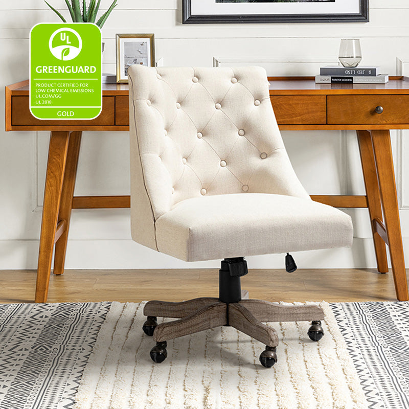Estelle Upholstered Tufted Office Chair - Ergonomic Desk Chair with Lumbar Support for Home & Office Workspace | Comfortable Computer Chair for Long Hours Sitting