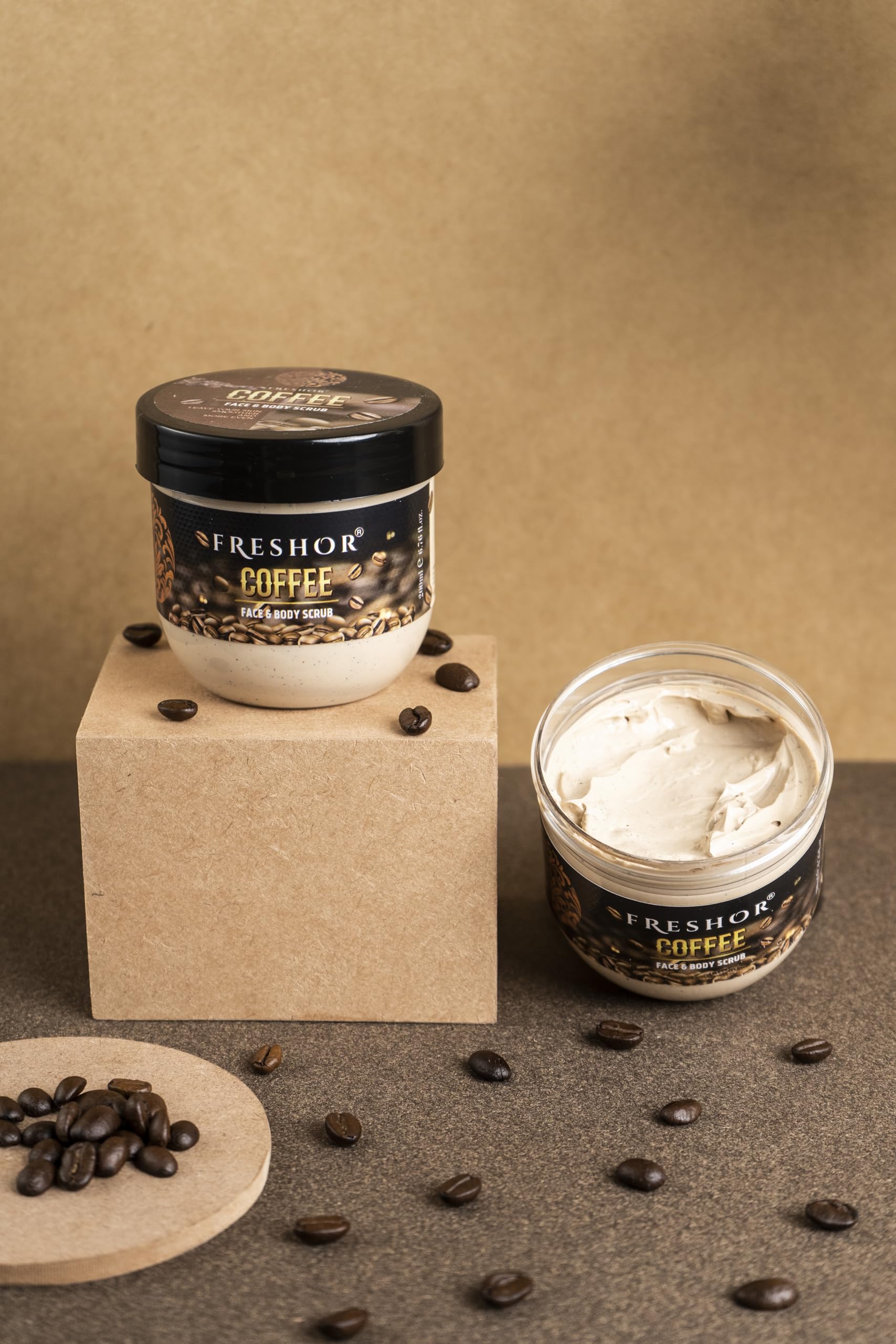 Freshor Coffee Face & Body Scrub for Men & Women - Exfoliating & Moisturizing, 200ml | Perfect for Dry Skin & Post-Workout Refreshment