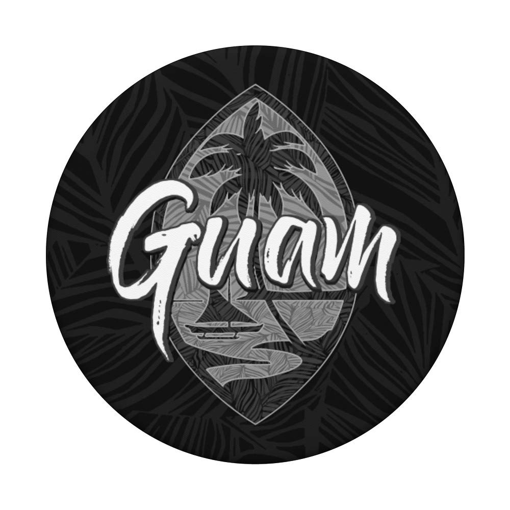 Guam Seal Patch Flag | USA Chamorro Guamanian Black PopSockets PopGrip - Swappable Phone & Tablet Grip for Stylish Protection - Perfect for Travel, Work & Everyday Use