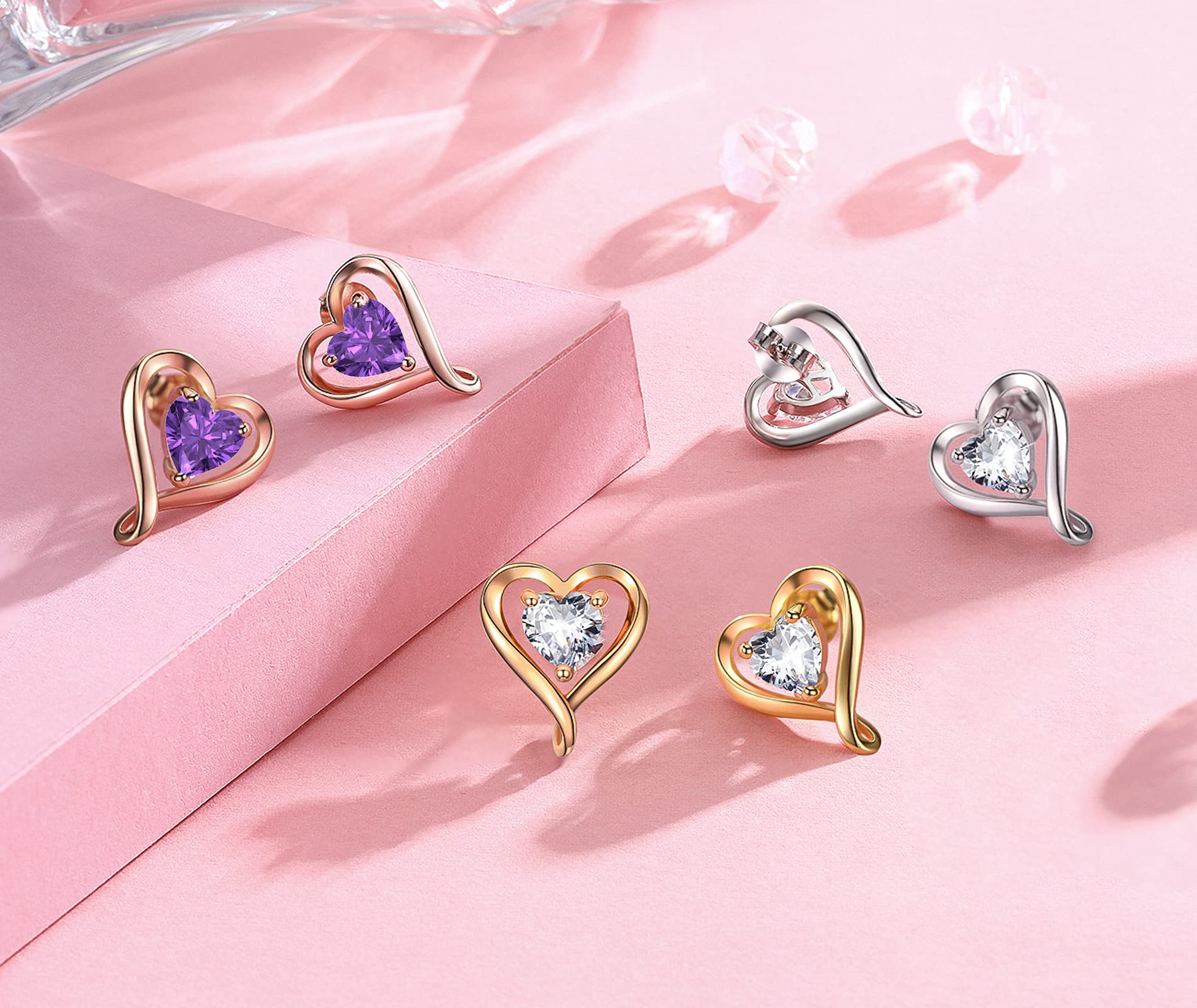 LAVUMO Sterling Silver Heart Necklace & Earrings Set for Women - Hypoallergenic Jewelry in Silver, Gold & Rose Gold - Perfect Birthday, Anniversary, Christmas & Valentine's Day Gifts for Her - Ideal for Date Nights, Weddings & Special Occasions