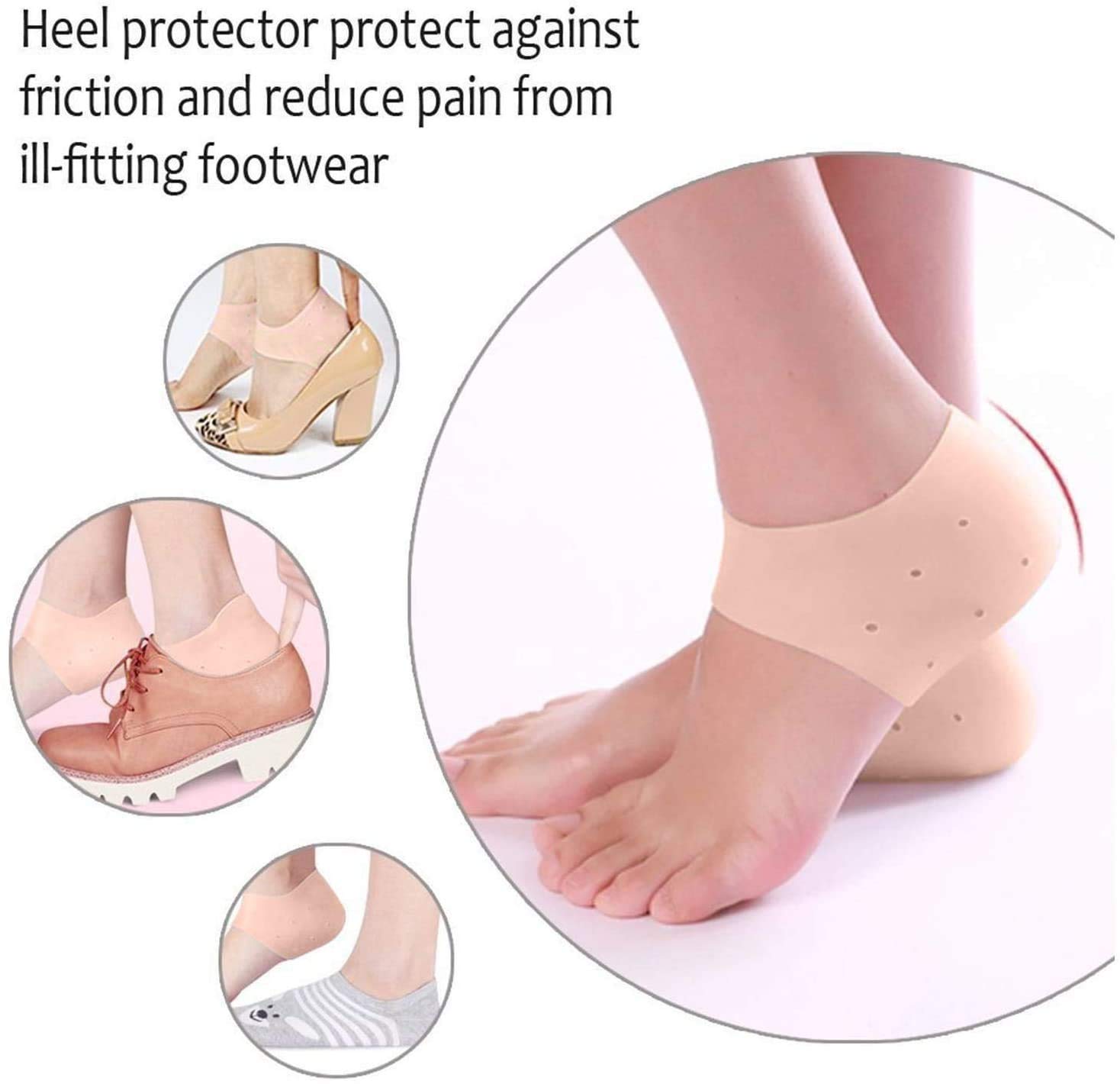 Anti Crack Silicone Gel Foot Protector - Ultra-Soft Pad Socks for Foot Pain Relief & Heel Crack Repair - Unisex Free Size (Pair of 1) - Perfect for Dry Cracked Feet Care at Home, Work or Gym