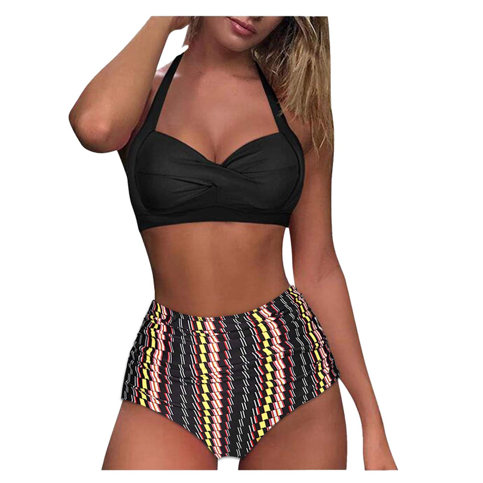 Women's Push Up Two Piece Swimsuits - Tummy Control Bikini Set with Bottom | High Waisted Bathing Suits for Beach, Pool & Summer Vacations