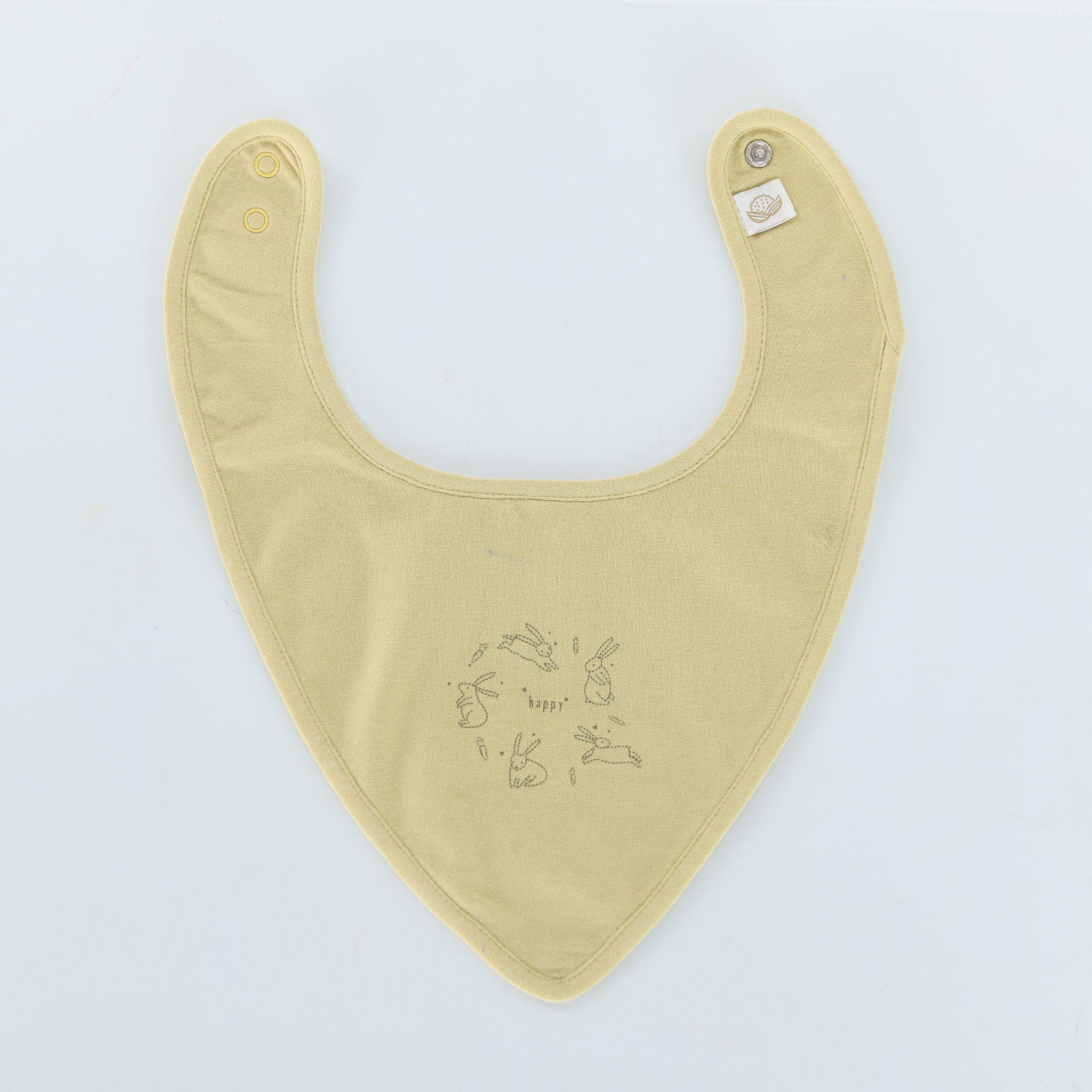Organic Happy Bunny Bib - Soft & Absorbent Baby Feeding Bib with Green Tea Design - Perfect for Mealtime, Daycare & Messy Play