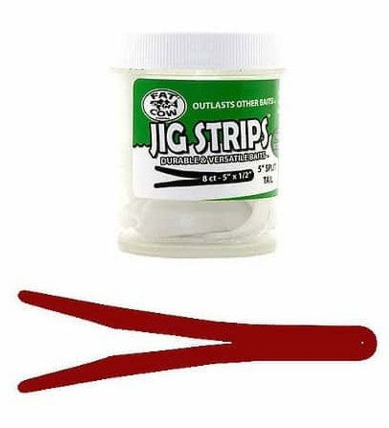 Fat Cow Fishing Jig Strips - Split Tail Soft Plastic Lures (5 Pack, 1/2 oz) for Bass, Walleye & Saltwater Fishing | Perfect for Jigging, Casting & Trolling