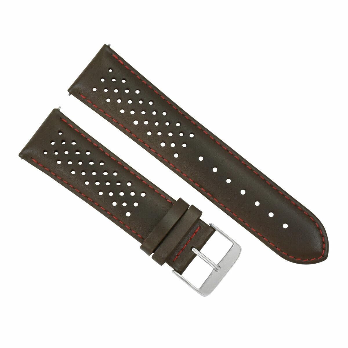 22mm Perforated Leather Watch Band Strap - Quick Release Replacement for Tag Heuer Carrera - Genuine Brown Leather Watch Strap for Men - Perfect for Business, Casual & Dress Watches