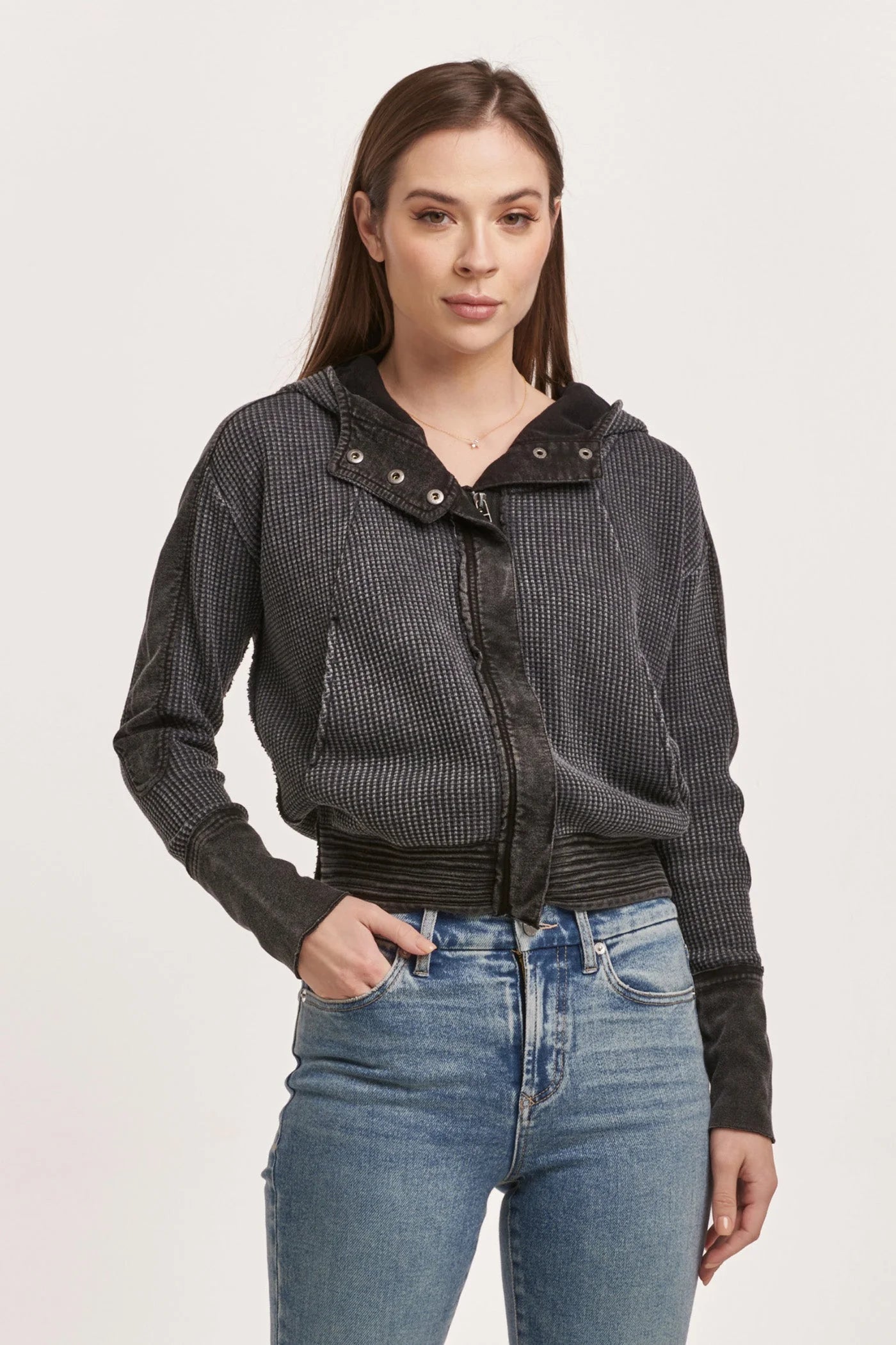 Carly Zip Up Long Sleeve Jacket for Women - Stylish Black Outerwear for Fall & Winter | Perfect for Casual Outfits, Workwear & Outdoor Activities