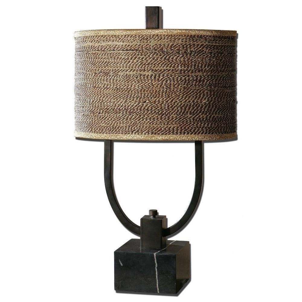 Modern Tall 2-Light Table Lamp with Woven Rattan Oval Drum Shade - On/Off Switch - Perfect for Living Room, Bedroom, or Office Decor