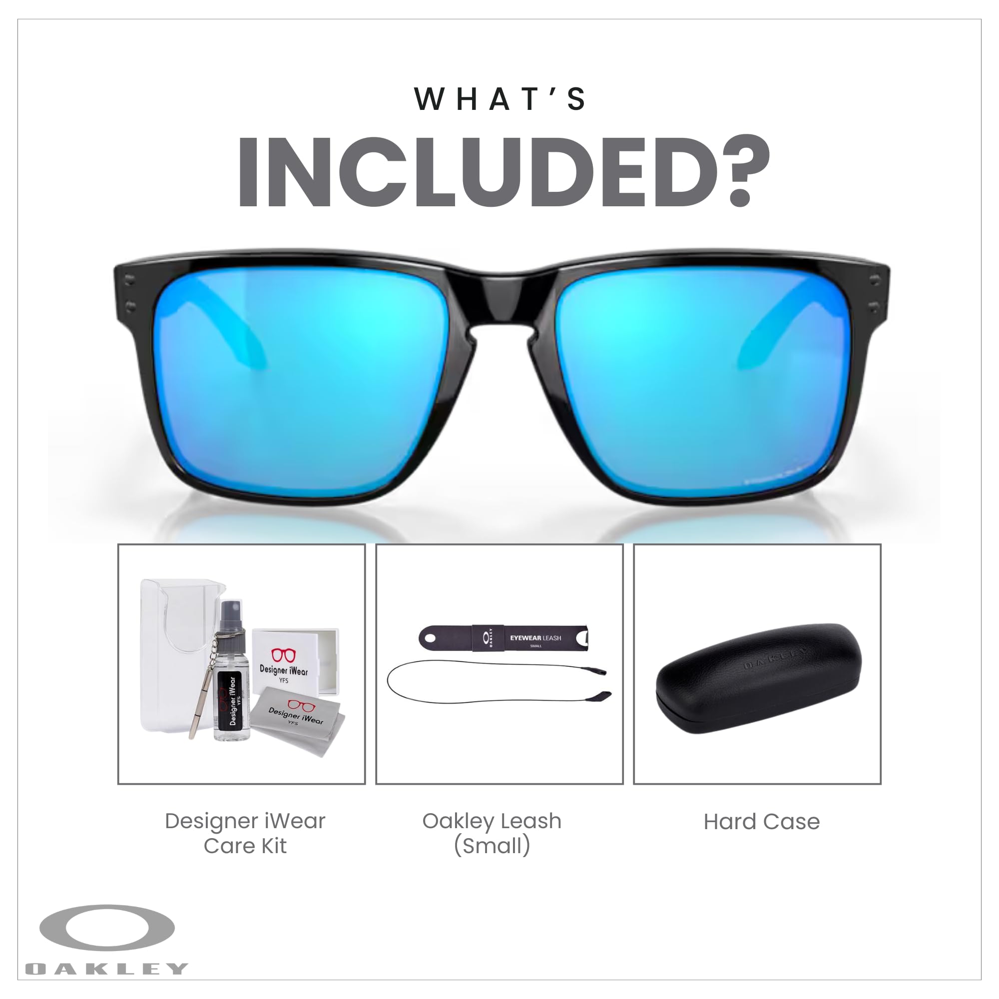 Oakley Holbrook XL OO9417 Square Polarized Sunglasses for Men - UV Protection, Lightweight Frame + Free Leash & iWear Care Kit - Perfect for Running, Driving & Outdoor Activities