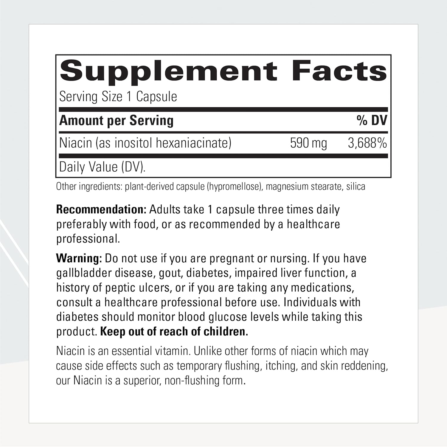 Integrative Therapeutics Flush Free Niacin Supplement - Non-Flushing Vitamin B3 for Heart Health & Cholesterol Support - Ideal for Daily Wellness & Cardiovascular Care