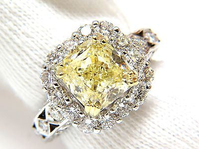 5.52CT GIA Certified Natural Fancy Yellow Cushion Diamond Cluster Halo Ring - VVS1 Clarity, Elegant Engagement & Wedding Jewelry for Women