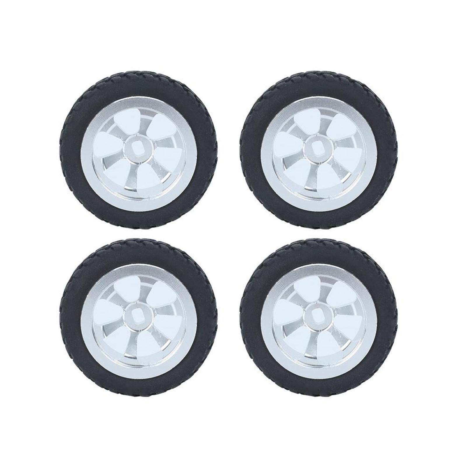 Germerse RC Car Tires - Durable Anti-Skid Rubber Tires with Aluminum Hubs for WLtoys K969/K989 RC Cars (Silver 53T A) - Perfect for Off-Road Racing, Drifting & Backyard Play