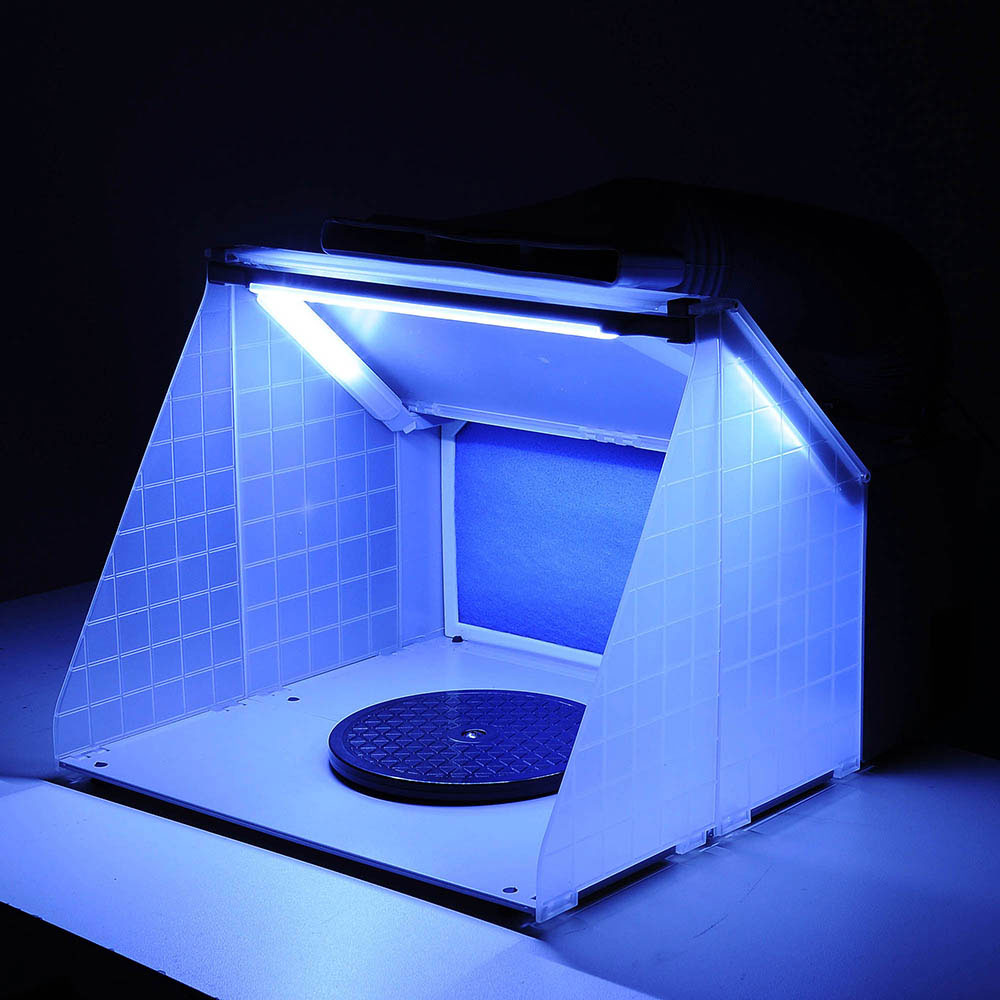 TheLAShop Professional LED Light Portable Airbrush Spray Booth with Fan & Filter Kit - Perfect for Nail Art, Makeup, Tattoo & Model Painting