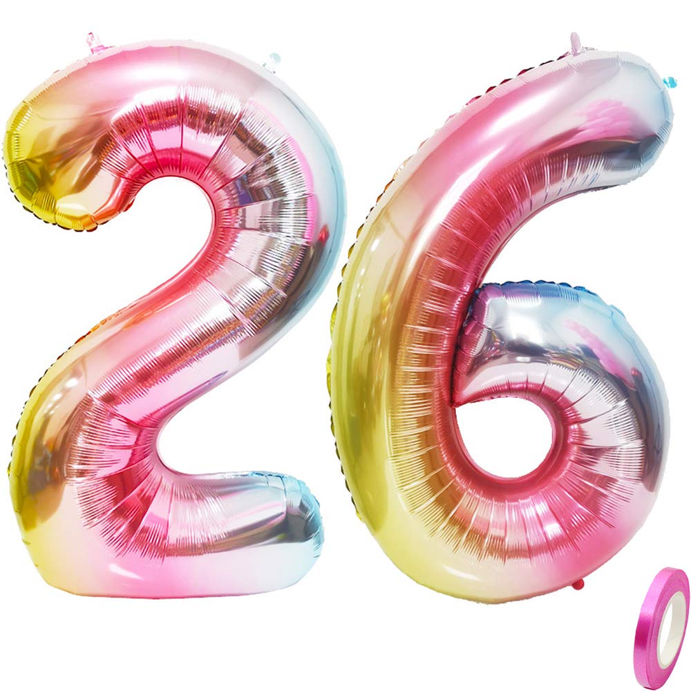 40 Inch Large Rainbow #26 Foil Mylar Balloons - Giant Jumbo Birthday Party Decorations for Anniversaries, Graduations & Baby Showers