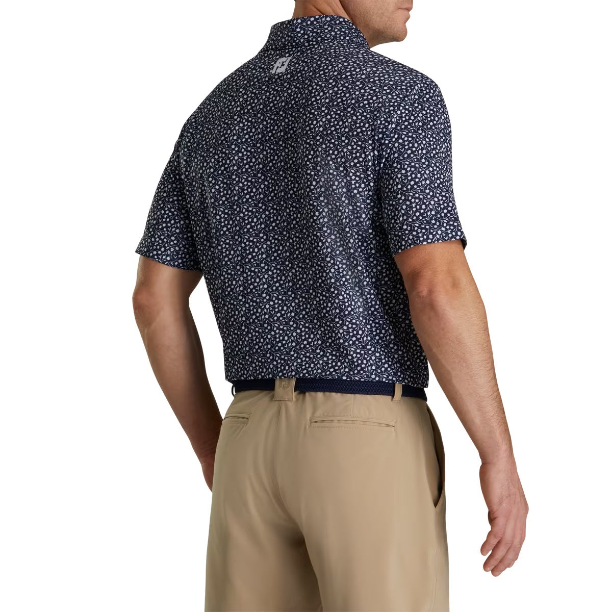 Footjoy Lisle Tossed Tulips Self Collar Polo Shirt for Men 2023 - Breathable Golf Shirt with Moisture-Wicking Technology - Perfect for Golf, Casual Wear & Outdoor Activities