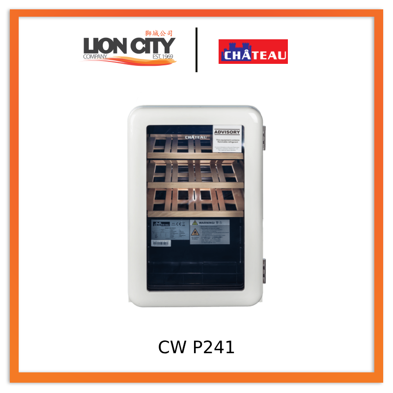 Chateau 24 Bottles Wine Cooler CW P241 - Compact Wine Refrigerator for Home & Office Use | Perfect for Kitchen, Bar, or Entertainment Spaces