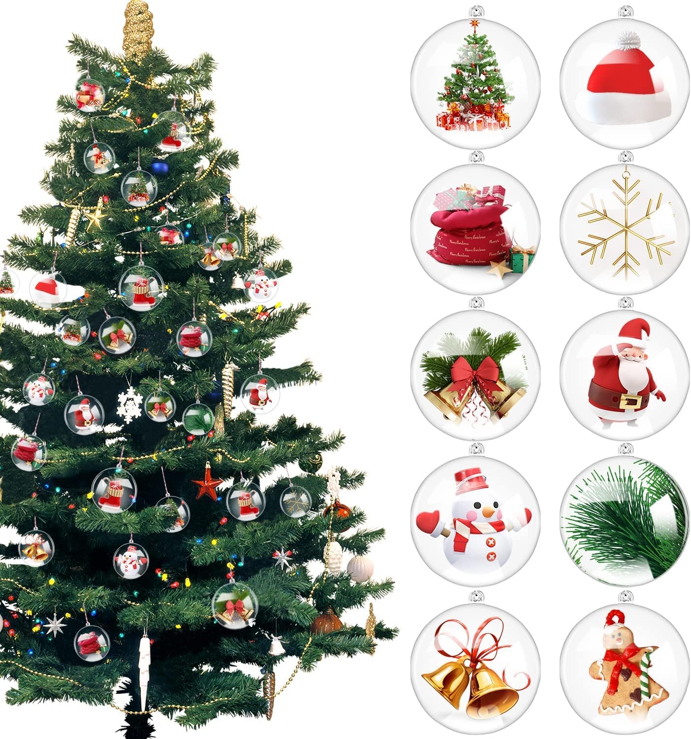 20Pcs 80mm/3.15in Clear Christmas Ornaments Balls - Plastic Fillable Transparent Decorative Balls for Wedding, Party, Christmas Tree & New Year Decorations - Perfect for DIY Crafts, Bath Bomb Molds & Holiday Home Decor