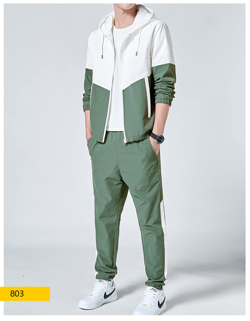 Floette Men's Retro Windbreaker Track Suit Set - Athletic Jacket & Pants for Running, Hip Hop, Workout - Windproof Sweatsuit for Jogging, Gym, Streetwear Fashion