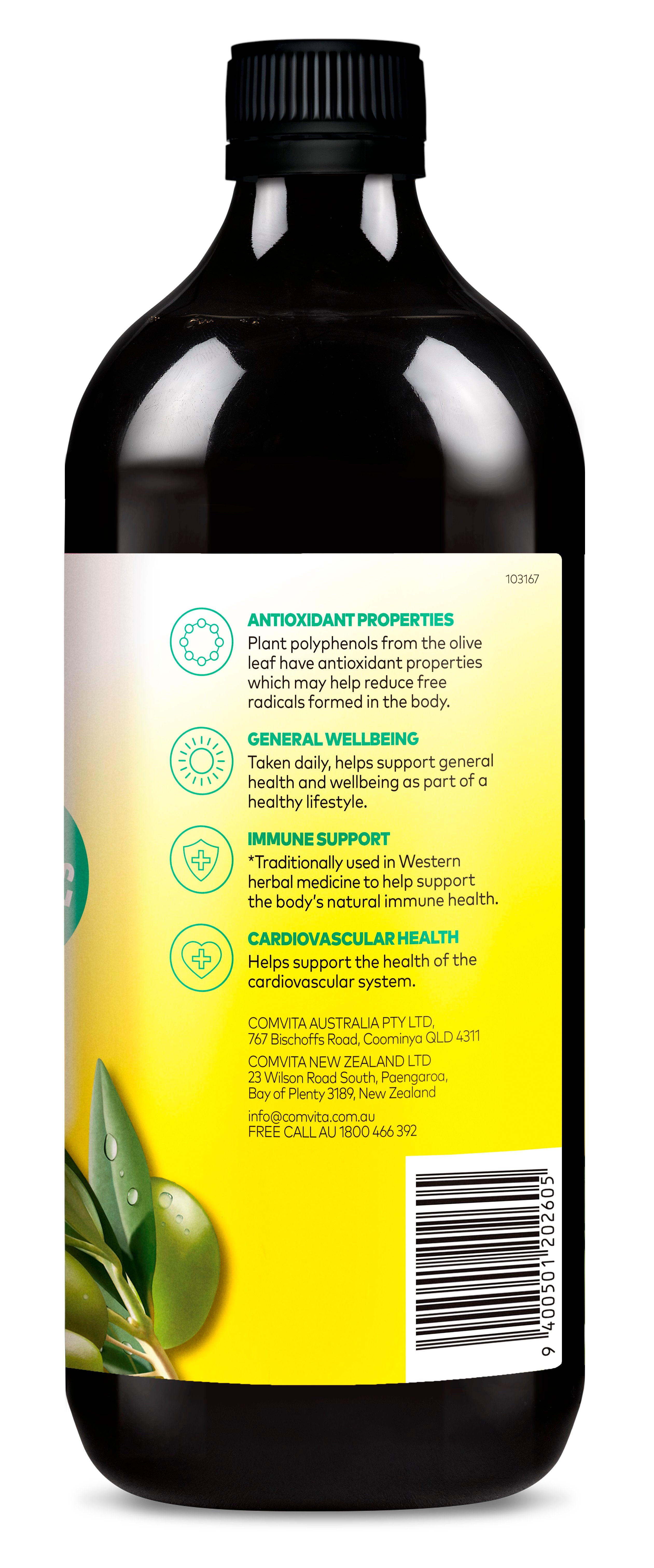 Comvita Olive Leaf Extract Oral Liquid with Peppermint Flavor - Natural Immune Support & Antioxidant Boost for Daily Wellness & Immune Defense