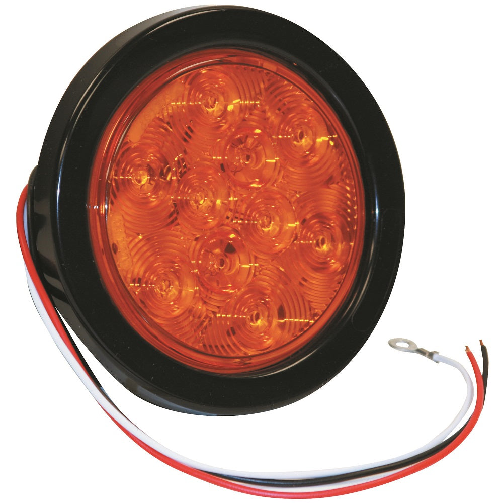 4-Inch Round Amber LED Turn and Park Light - 10 Bright LEDs for Trucks, Trailers & Off-Road Vehicles - Durable Side Marker Light for Safe Parking & Visibility