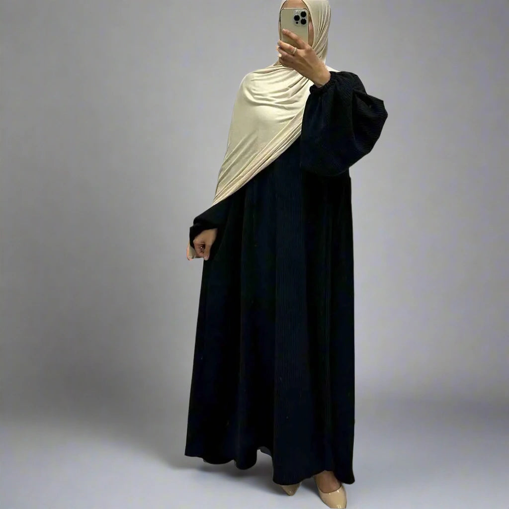 Stylish Winter & Fall Thick Corduroy Abaya Dress for Women - Modest Islamic Fashion for Daily Wear & Special Occasions