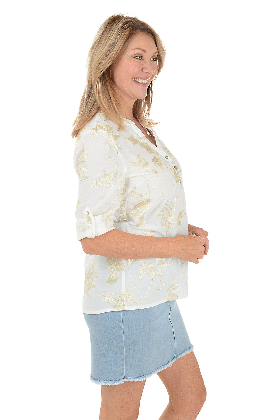 Elegant Gold Embroidered Floral Blouse for Women - Stylish Party & Evening Wear - Perfect for Weddings, Dates & Special Occasions