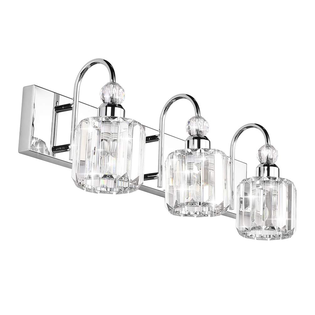 Modern LED Crystal Bathroom Vanity Lights - 3-Lights Stainless Steel for Mirror Lighting