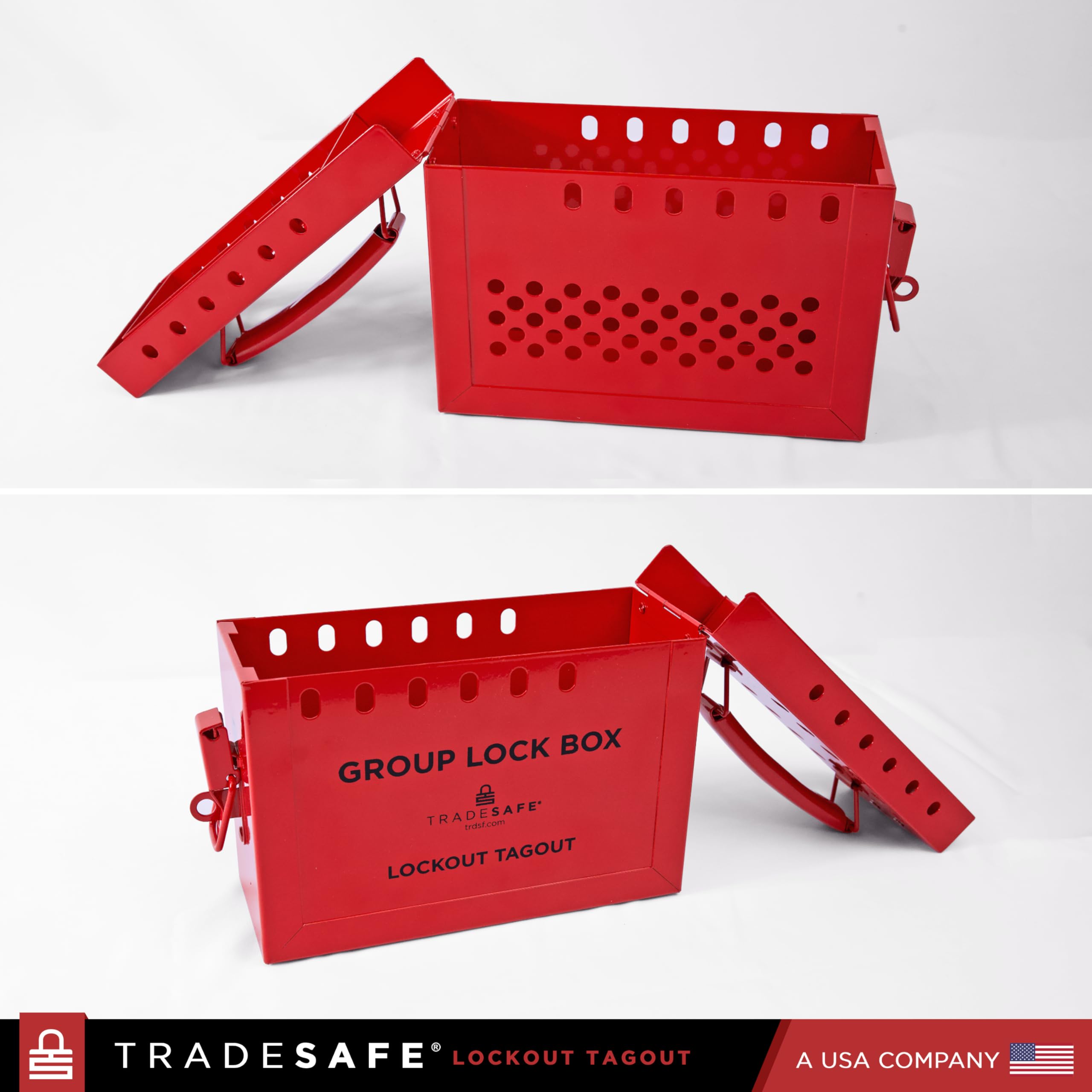 TRADESAFE Lockout Tagout Group Lock Box - Heavy Duty 18 Gauge Steel LOTO Safety Box for OSHA Compliance | Secure Equipment Isolation | Perfect for Industrial Safety, Construction Sites & Facility Maintenance Teams