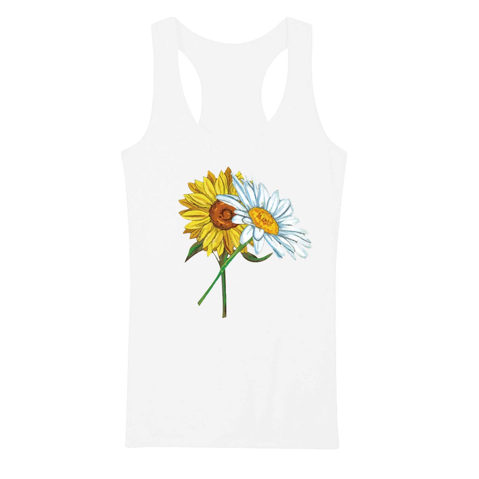 **Women's Fashion Sunflower Print Tank Tops - Casual Basic Summer Crop Tops for Women Plus Size | Perfect for Beach, Gym & Everyday Wear**