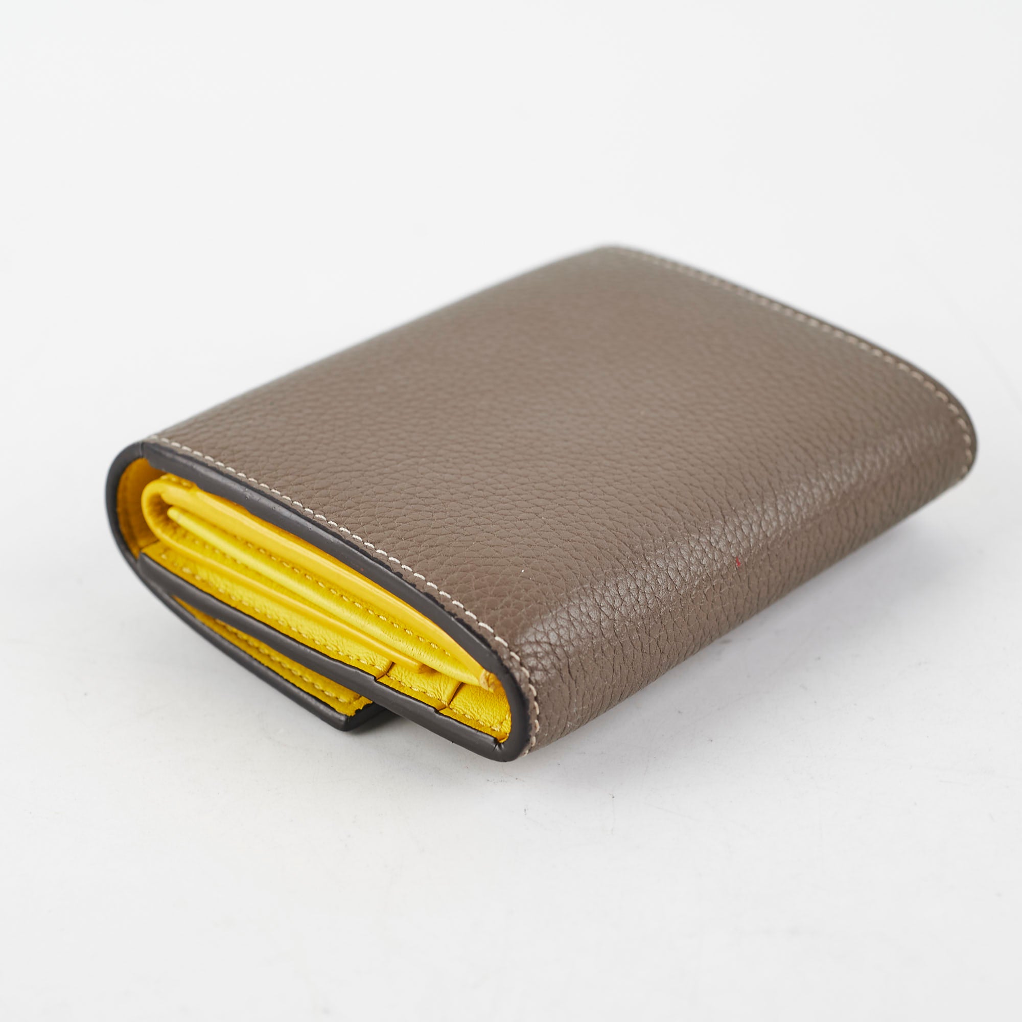 Celine Grey and Yellow Leather Wallet for Women - Stylish & Compact Card Holder for Everyday Use, Travel, and Gifting