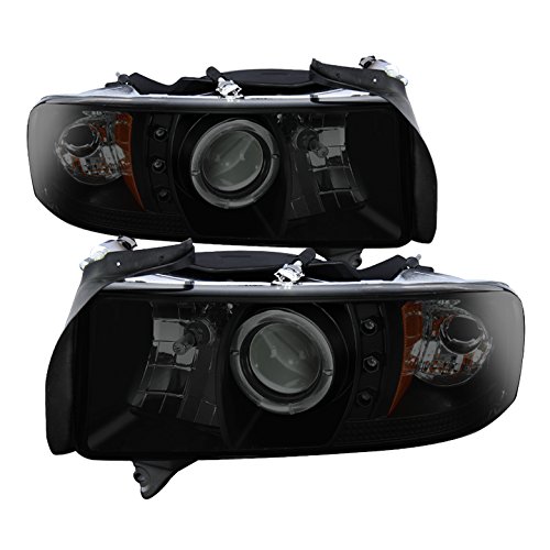 XTUNE LED Halo Headlights for Dodge Ram 1500 (1994-2001) - Black/Smoked Lens - Durable Aftermarket Replacement with Bright Halo Rings - Perfect for Night Driving & Off-Road Adventures