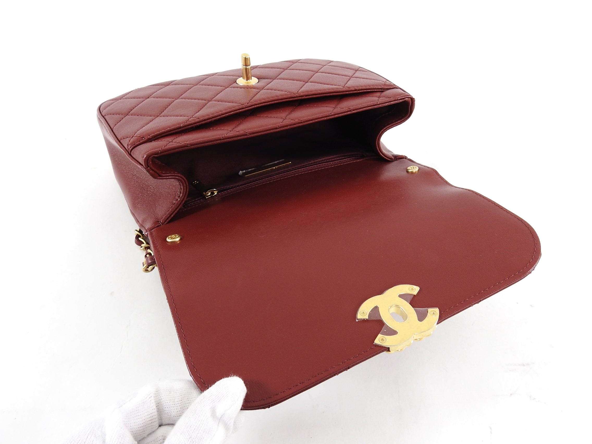 Chanel 19B Burgundy Red Quilted Leather Top Handle Flap Bag - Luxury Crossbody Purse for Women, Perfect for Parties, Date Nights & Special Occasions