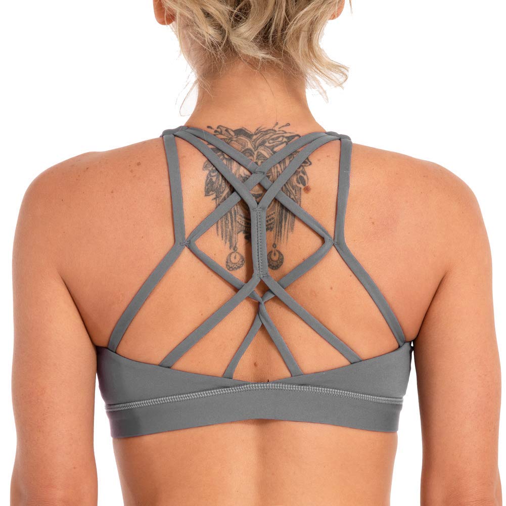 Women's Low Support Padded Sports Bras - Strappy Criss-Cross Back for Yoga & Workouts