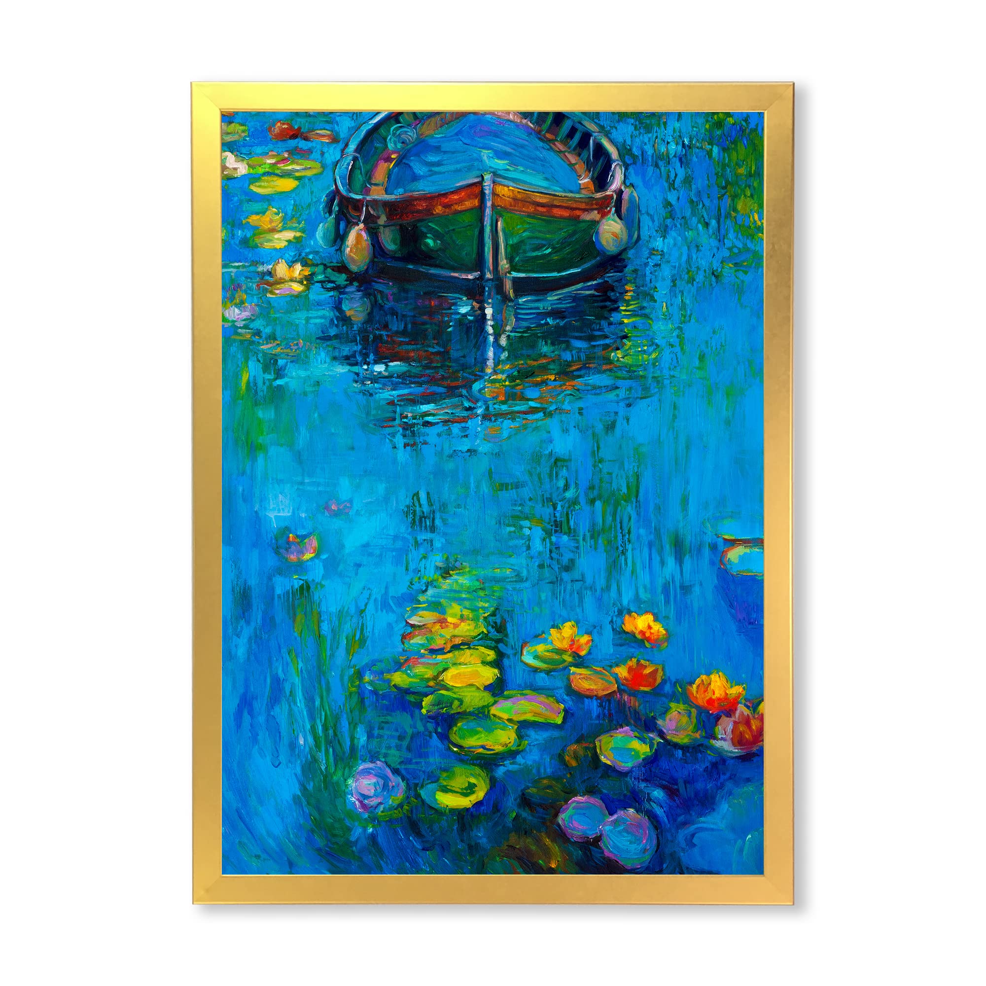 Nautical Coastal Framed Wall Art - Lake Boat Scenery Painting for Home & Office Decor | Perfect for Living Room, Bedroom, or Beach House