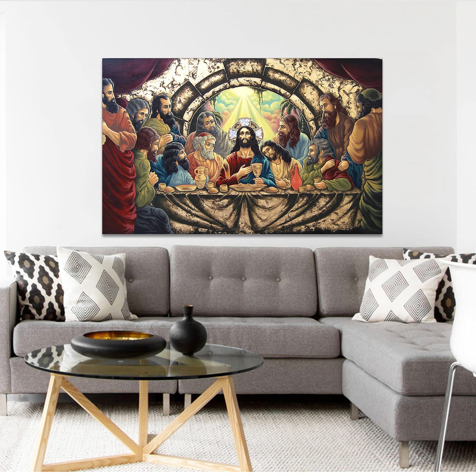 The Last Supper Canvas Wall Art - 28x40 Inches Christian Jesus Painting for Dining Room Decor, Home & Church Wall Decorations | Perfect for Religious Gifts, Living Room & Office Wall Art