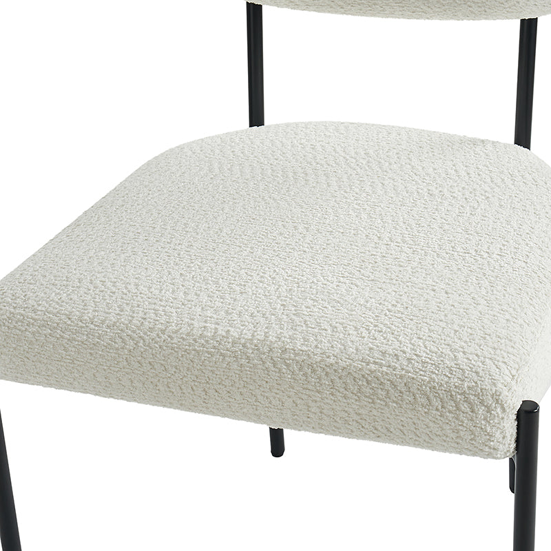 Konstantin Boucle Modern Dining Chair - Mid Century Upholstered Accent Chair for Kitchen, Dining Room & Office - Comfortable Velvet Fabric Seat with Wooden Legs